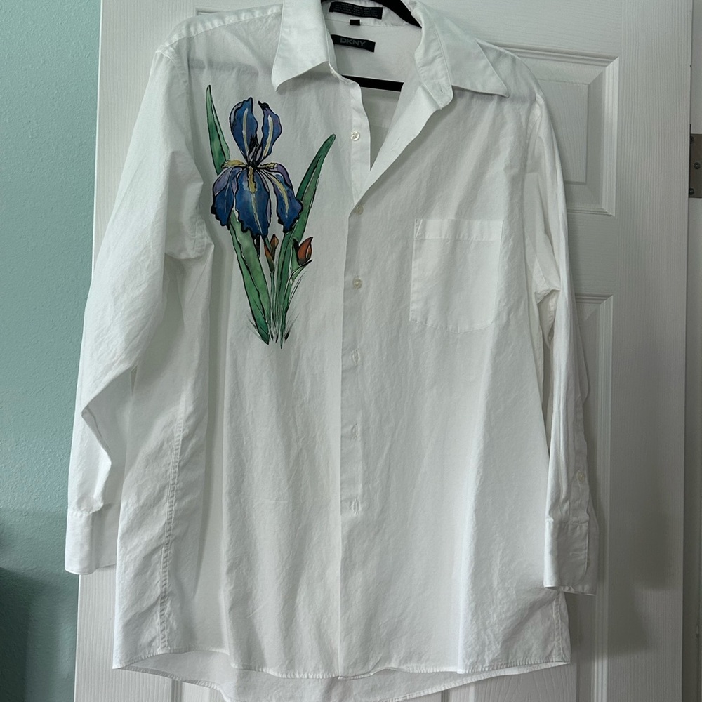 Handpainted, white cotton shirt
